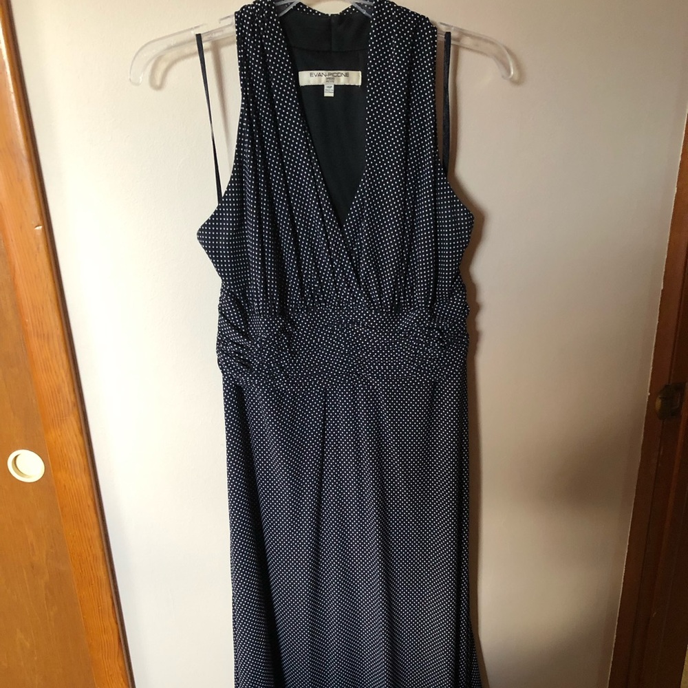 Evan picone black and white polka pot halter dress